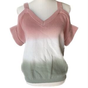 Anthropologie Fate Ombre Blouse with Peek-A-Boo Shoulders